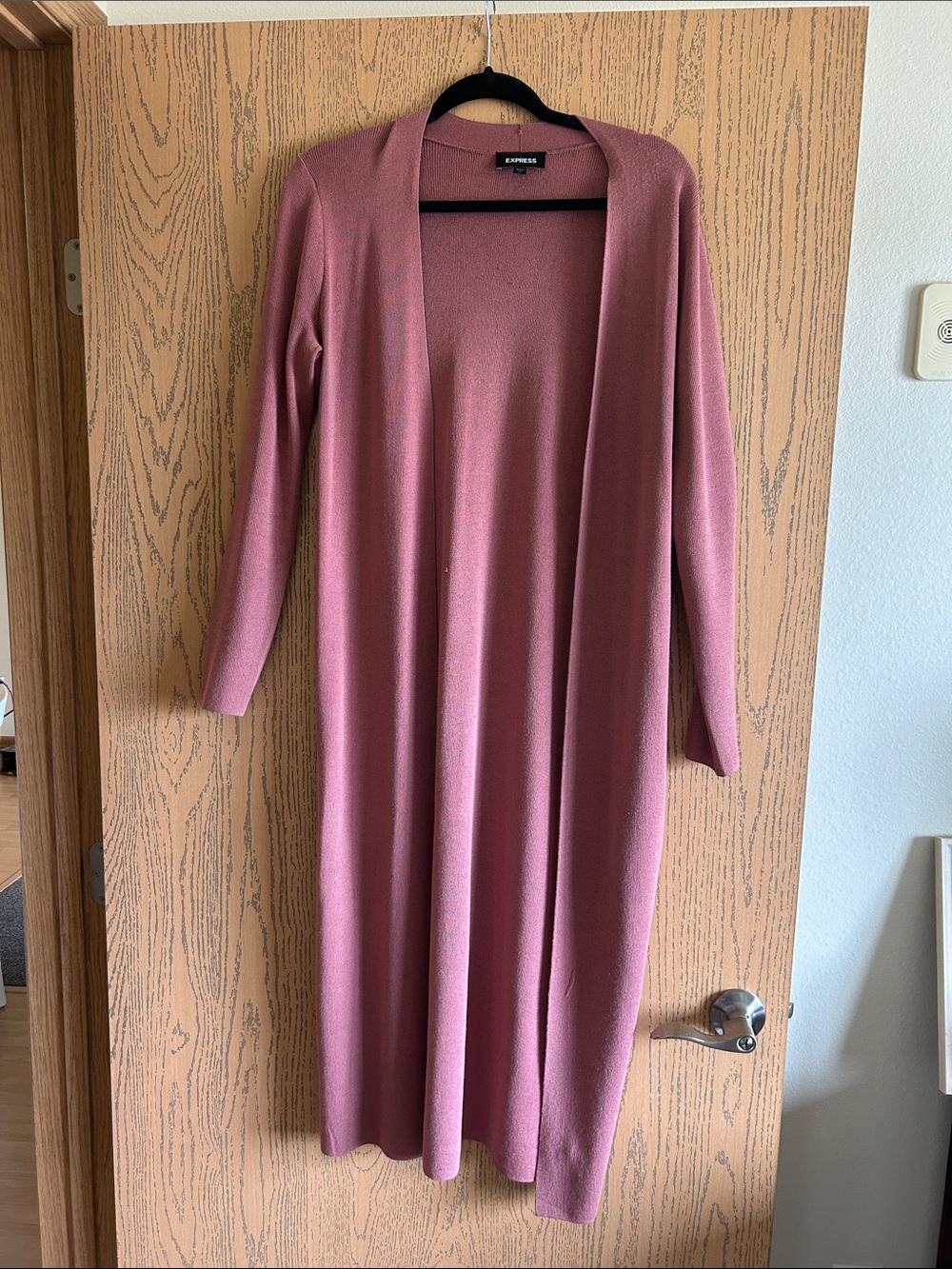 Express Long Dusty Rose Open-Front Knit Cardigan Dress